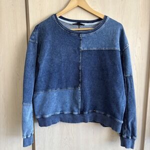 Jane and Delancey Long sleeve top blouse shirt Womens Large Denim Patches